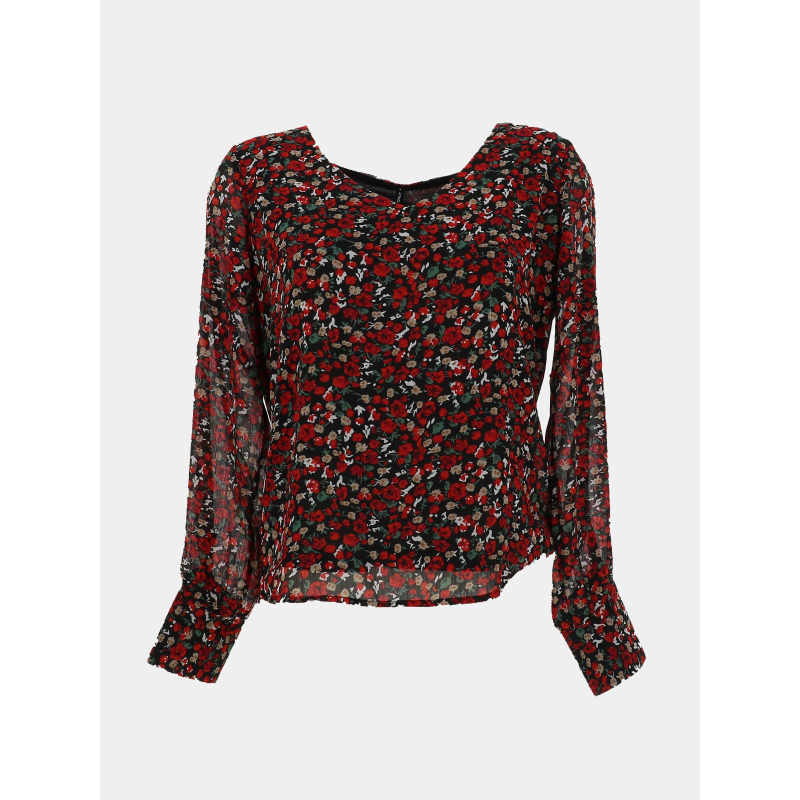 Blouse à fleurs lagnes noir rouge femme - Only