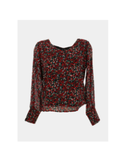 Blouse à fleurs lagnes noir rouge femme - Only
