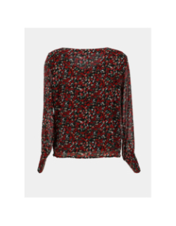 Blouse à fleurs lagnes noir rouge femme - Only
