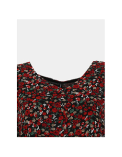 Blouse à fleurs lagnes noir rouge femme - Only