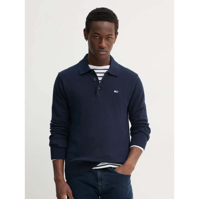 Pull à col polo slim essential bleu marine homme - Tommy Jeans