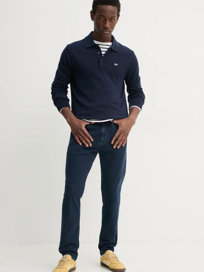 Pull à col polo slim essential bleu marine homme - Tommy Jeans