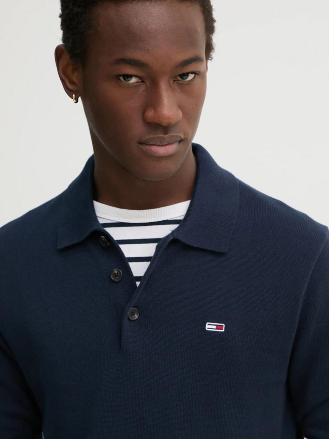 Pull à col polo slim essential bleu marine homme - Tommy Jeans