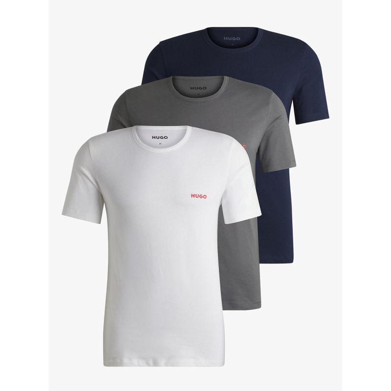 Pack de 3 t-shirt en coton regular fit blanc homme - Hugo