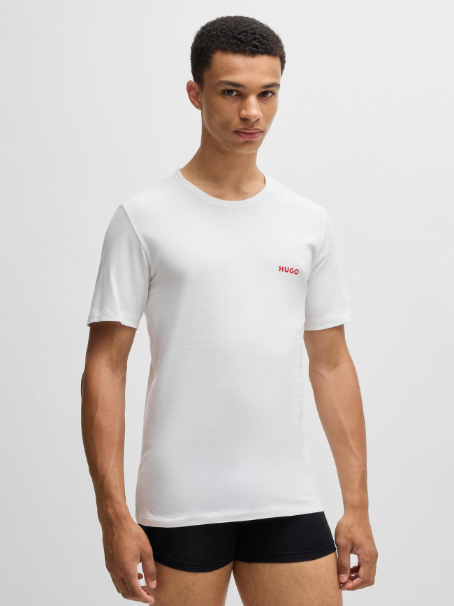 Pack de 3 t-shirt en coton regular fit blanc homme - Hugo