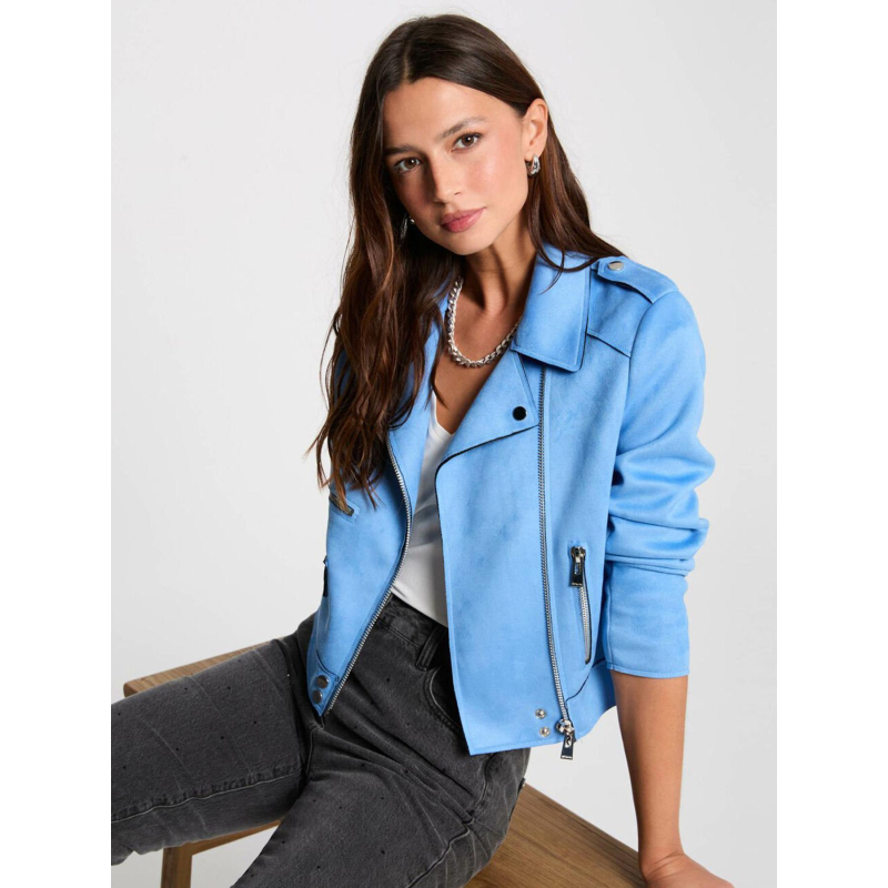 Veste zippé suédine gousmi bleu femme - Morgan