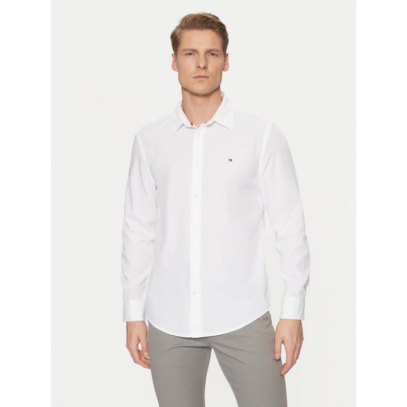 Chemise ajustée en popeline flex blanc homme - Tommy Hilfiger