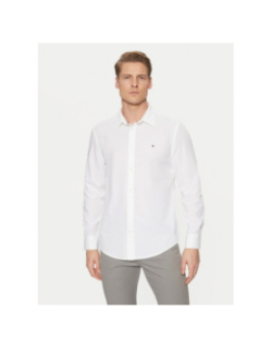 Chemise ajustée en popeline flex blanc homme - Tommy Hilfiger