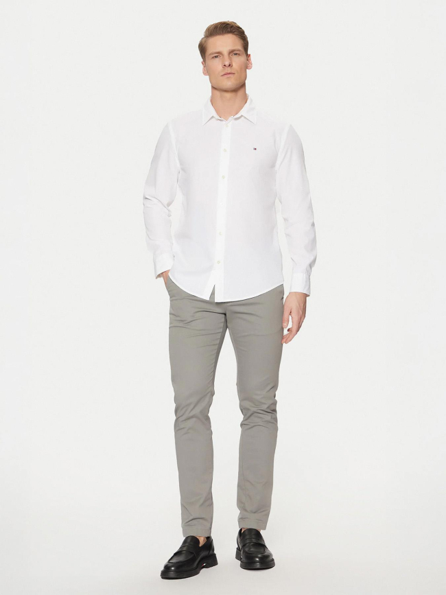 Chemise ajustée en popeline flex blanc homme - Tommy Hilfiger