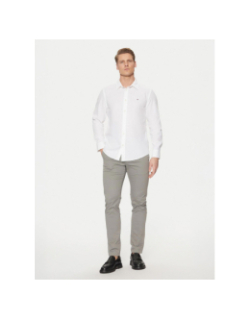 Chemise ajustée en popeline flex blanc homme - Tommy Hilfiger