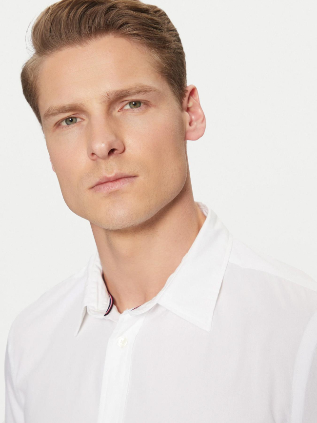 Chemise ajustée en popeline flex blanc homme - Tommy Hilfiger