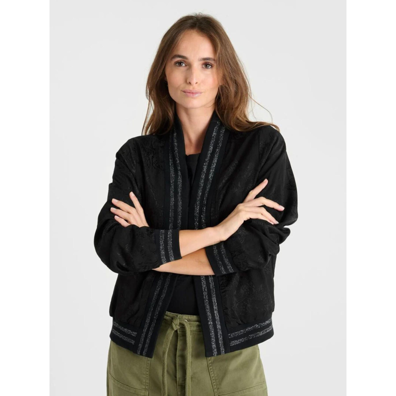 Veste imprimée clavel noir femme - Le Temps Des Cerises