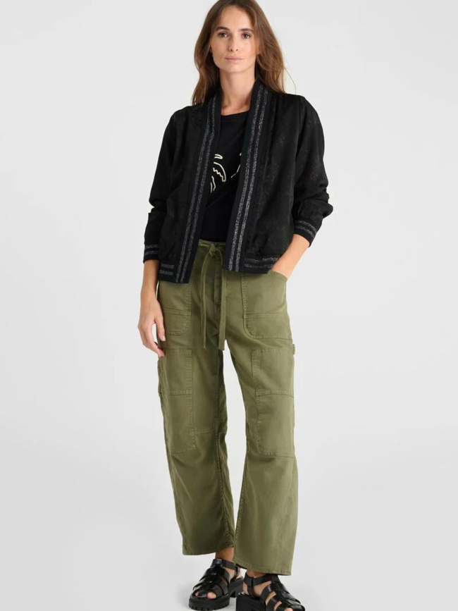 Veste imprimée clavel noir femme - Le Temps Des Cerises