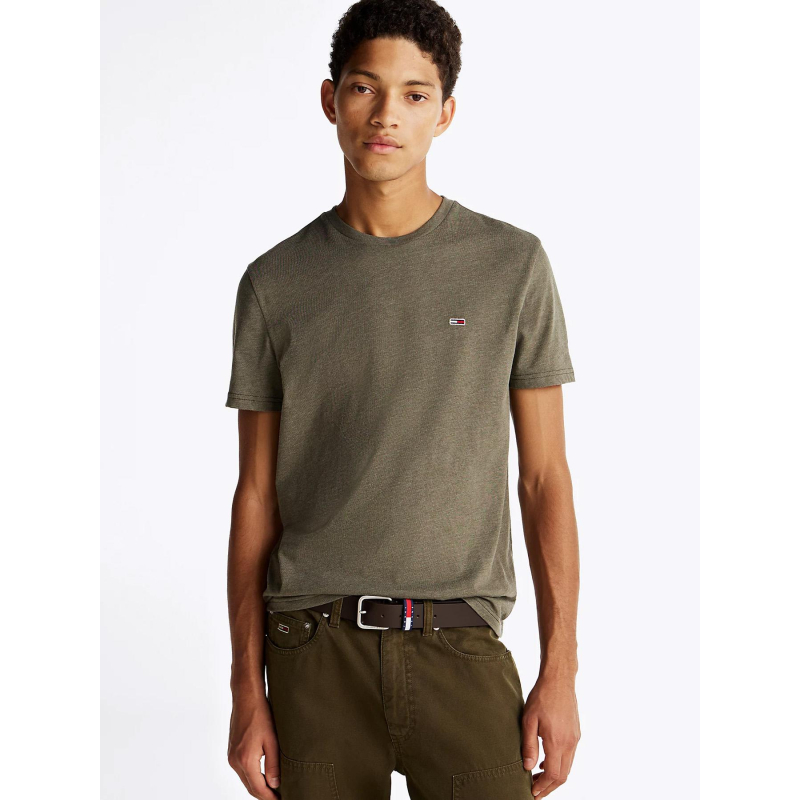 T-shirt slim jaspe kaki homme - Tommy Jeans