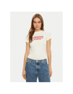 T-shirt slim essential logo blanc femme - Tommy Jeans
