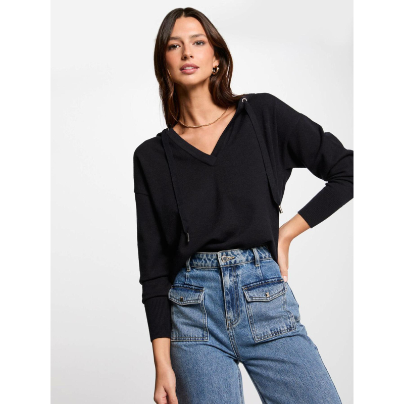 Pull à capuche ballon bleu marine femme - Morgan