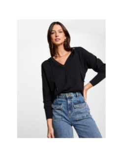 Pull à capuche ballon bleu marine femme - Morgan