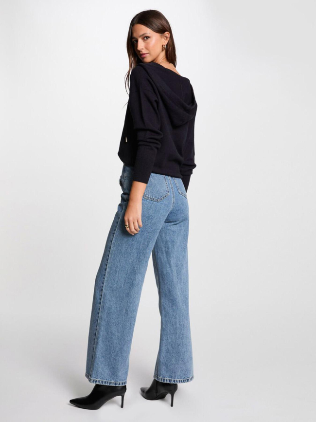 Pull à capuche ballon bleu marine femme - Morgan