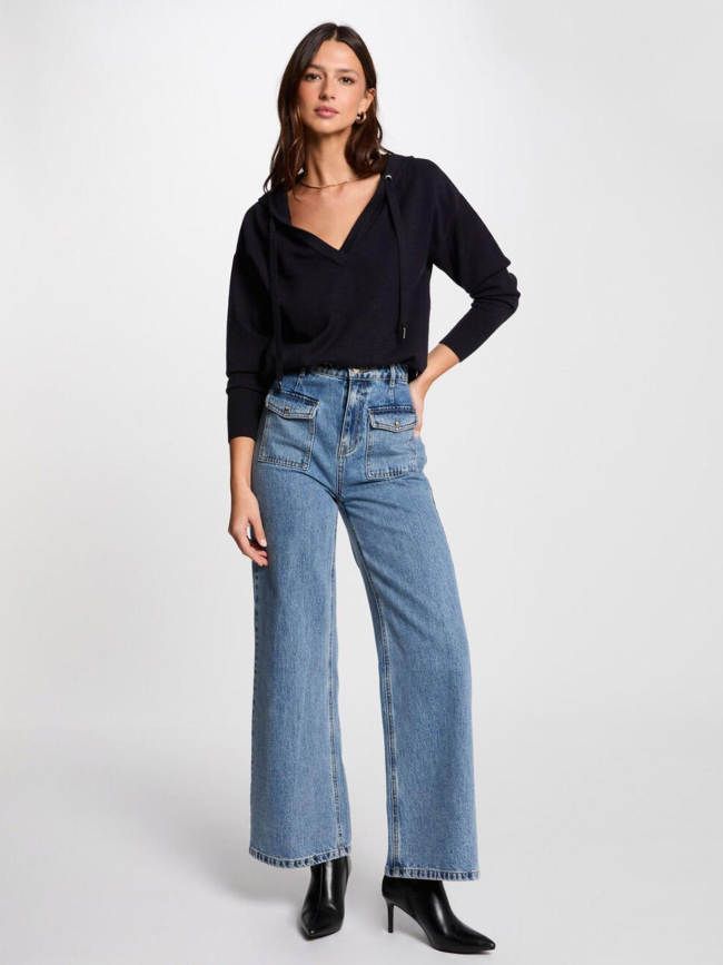 Pull à capuche ballon bleu marine femme - Morgan