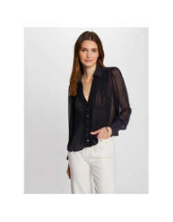 Chemisier plissé plia bleu marine femme - Morgan