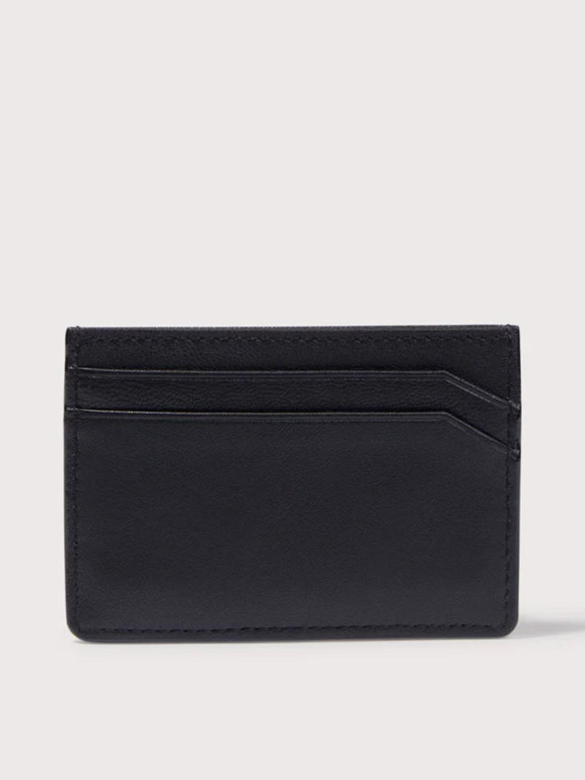 Porte carte en cuir avec logo en relief noir homme - Hugo
