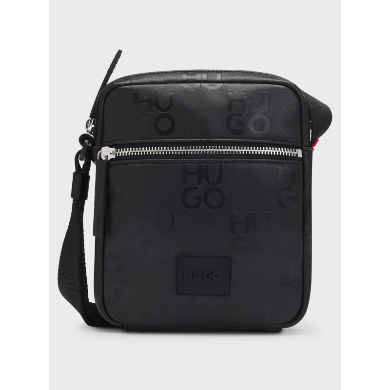 Sac reporter en similicuir à logo revisité noir homme - Hugo