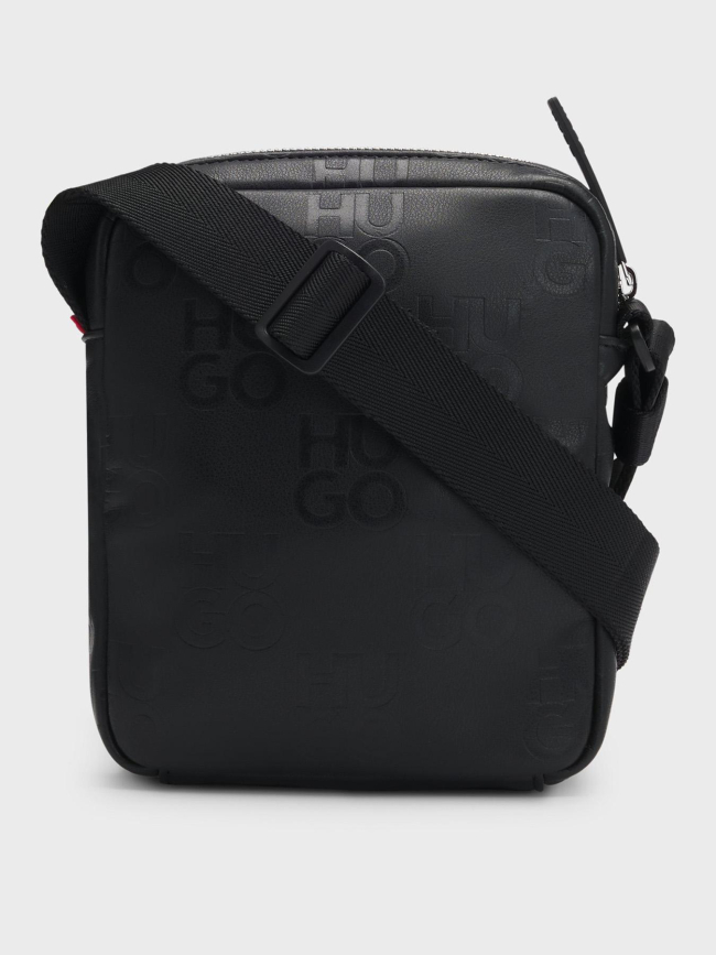 Sac reporter en similicuir à logo revisité noir homme - Hugo