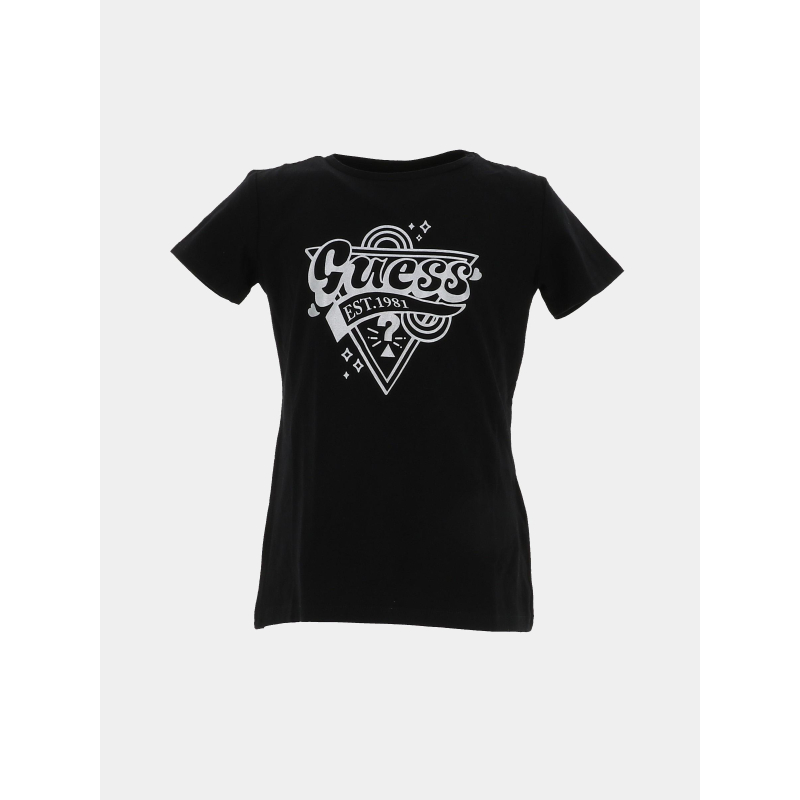 T-shirt à manches courtes logo argenté noir fille - Guess