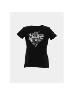 T-shirt à manches courtes logo argenté noir fille - Guess