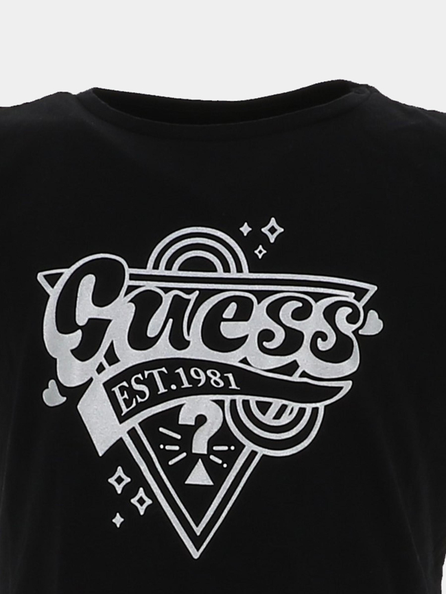 T-shirt à manches courtes logo argenté noir fille - Guess