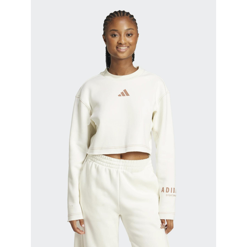 Sweat col rond crop all szn écru femme - Adidas