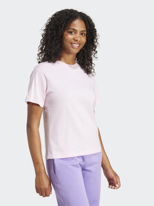 T-shirt uni logo brodé rose femme - Adidas