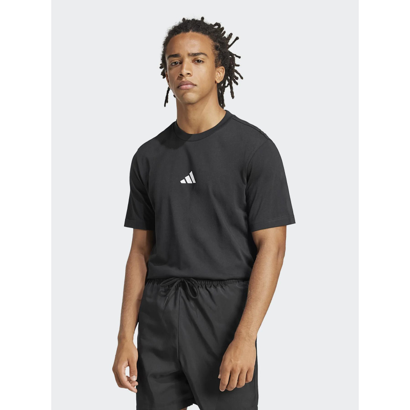 T-shirt à logo brodé 3 bandes noir homme - Adidas