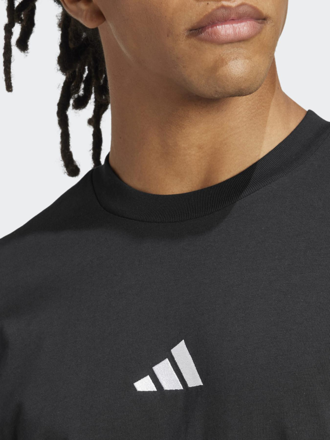 T-shirt à logo brodé 3 bandes noir homme - Adidas