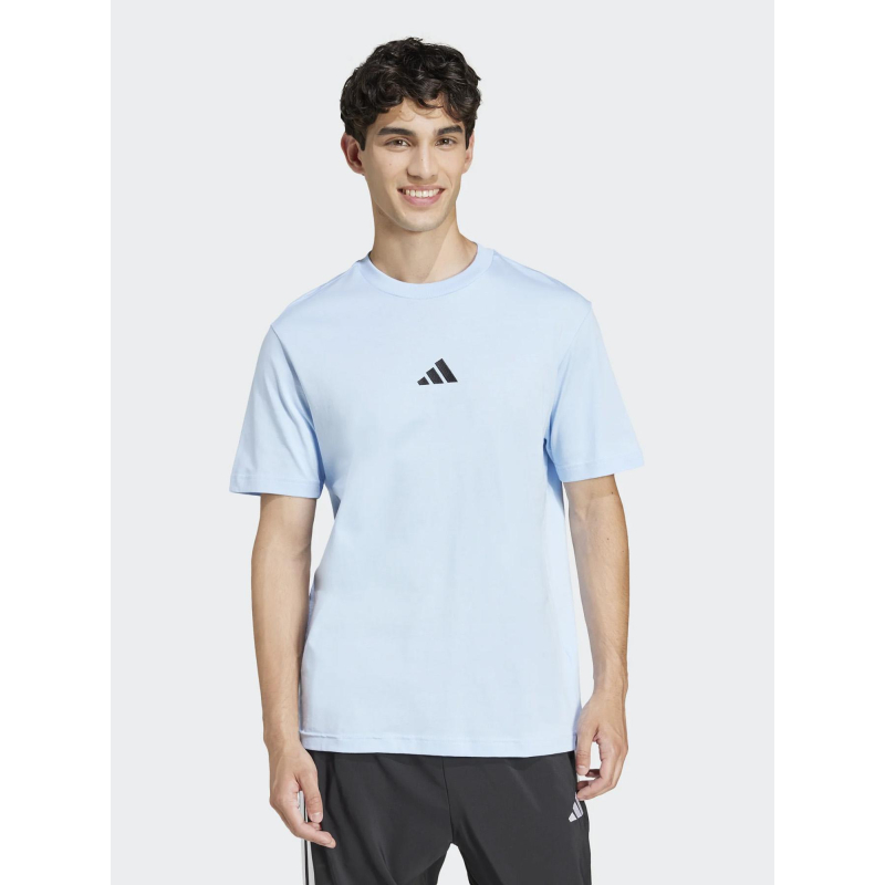 T-shirt à manches courtes logo 3 bandes bleu homme - Adidas