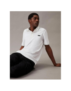 Polo stretch en piqué blanc homme - Calvin Klein