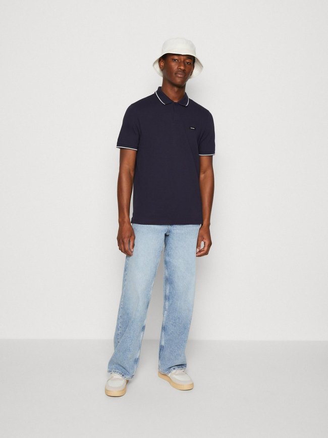 Polo stretch en piqué bleu marine homme - Calvin Klein