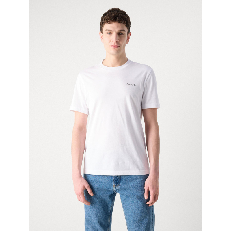 T-shirt linear box logo blanc homme - Calvin Klein