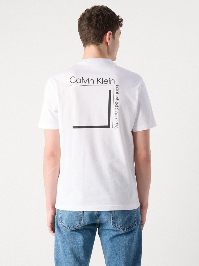 T-shirt linear box logo blanc homme - Calvin Klein