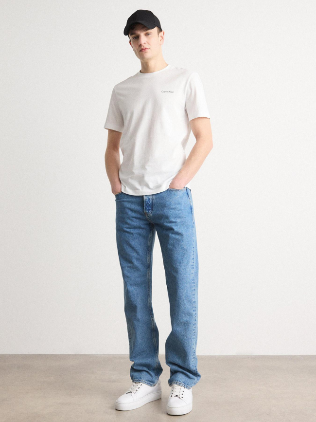 T-shirt linear box logo blanc homme - Calvin Klein