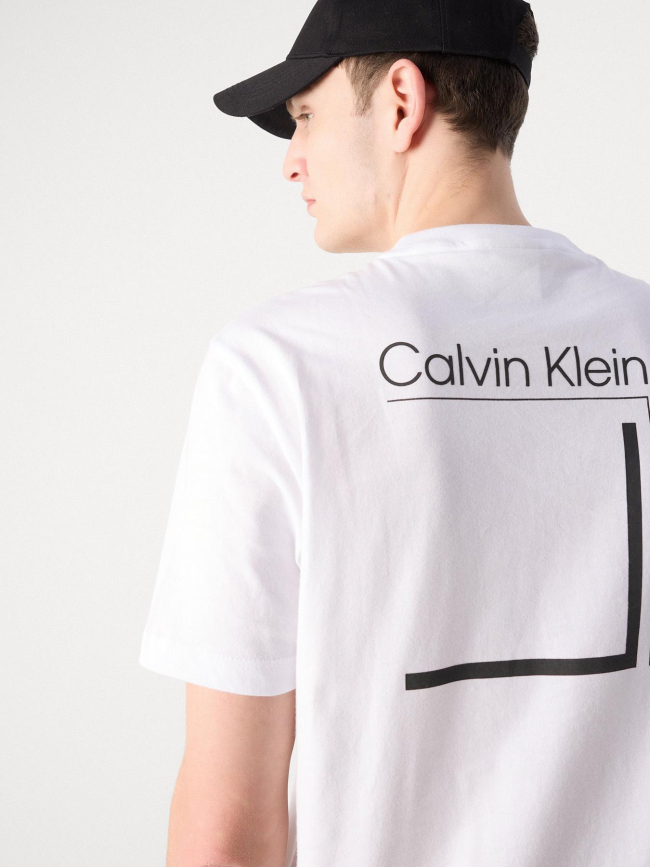 T-shirt linear box logo blanc homme - Calvin Klein