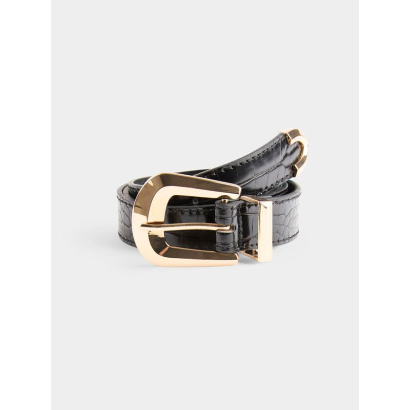 Ceinture aspect croco noir femme - Morgan