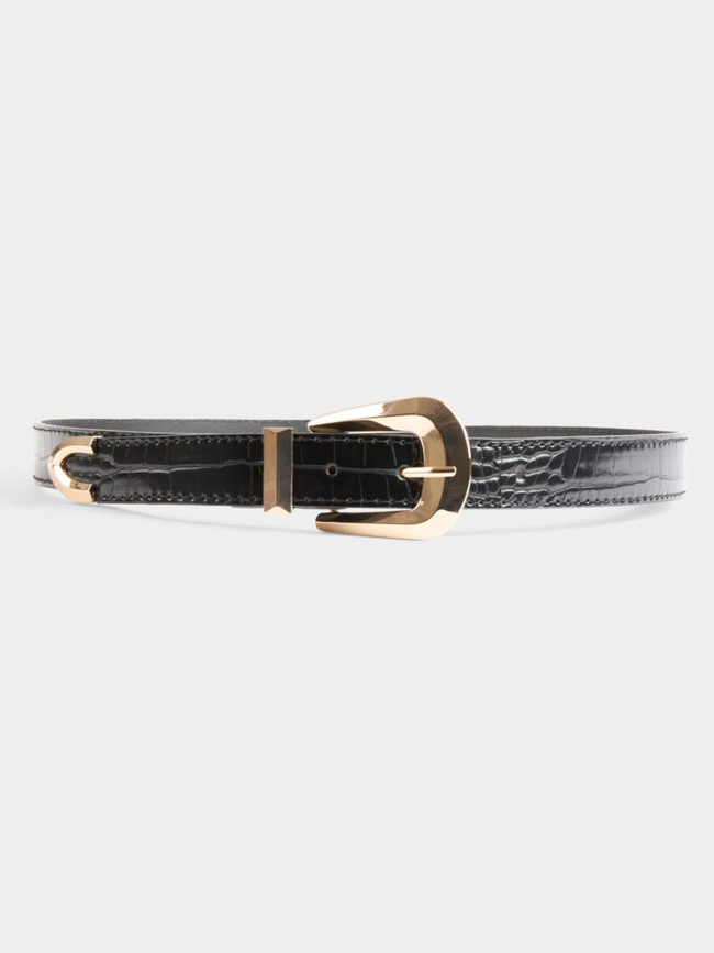 Ceinture aspect croco noir femme - Morgan