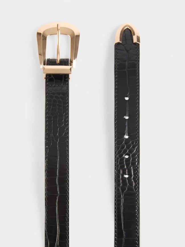 Ceinture aspect croco noir femme - Morgan