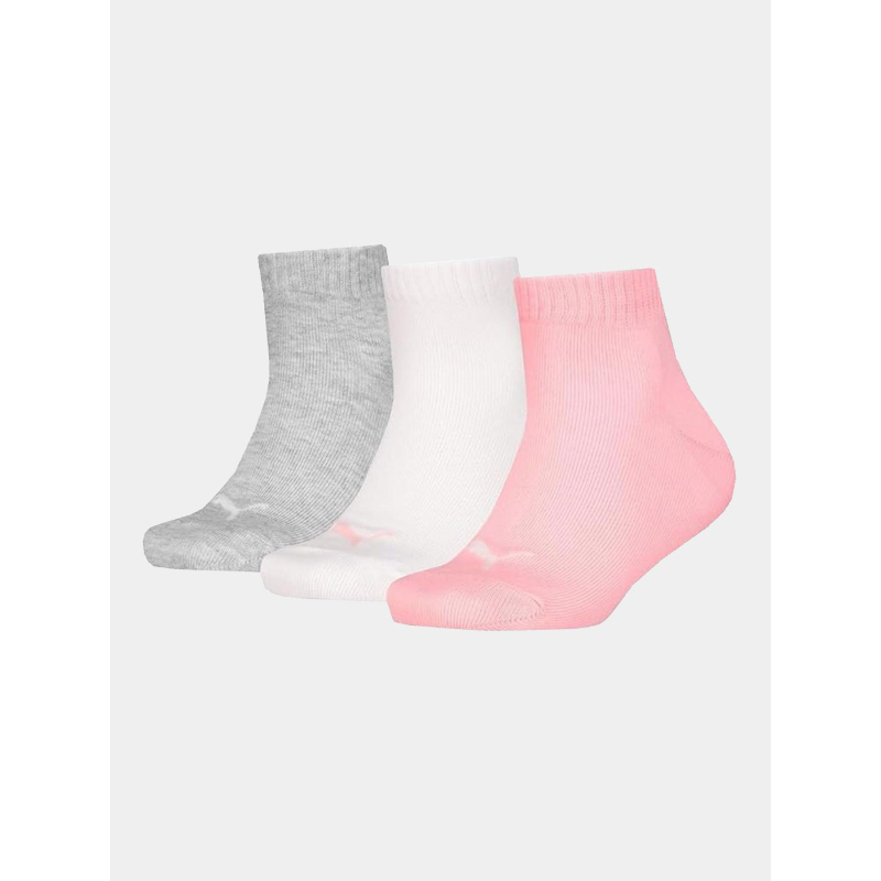 Pack 3 paires de chaussettes basses blanc et rose fille - Puma