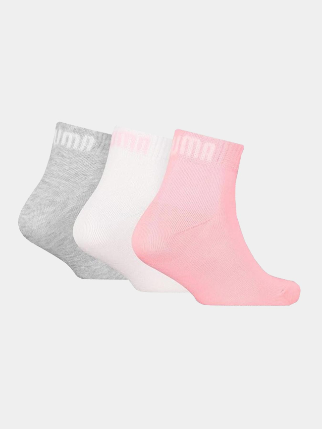 Pack 3 paires de chaussettes basses blanc et rose fille - Puma