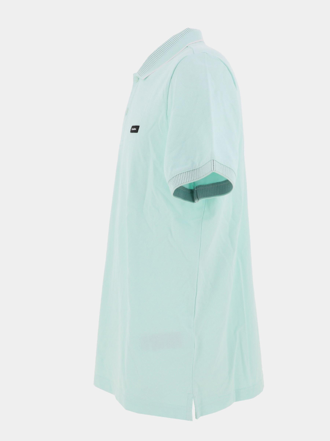 Polo stretch en piqué turquoise homme - Calvin Klein