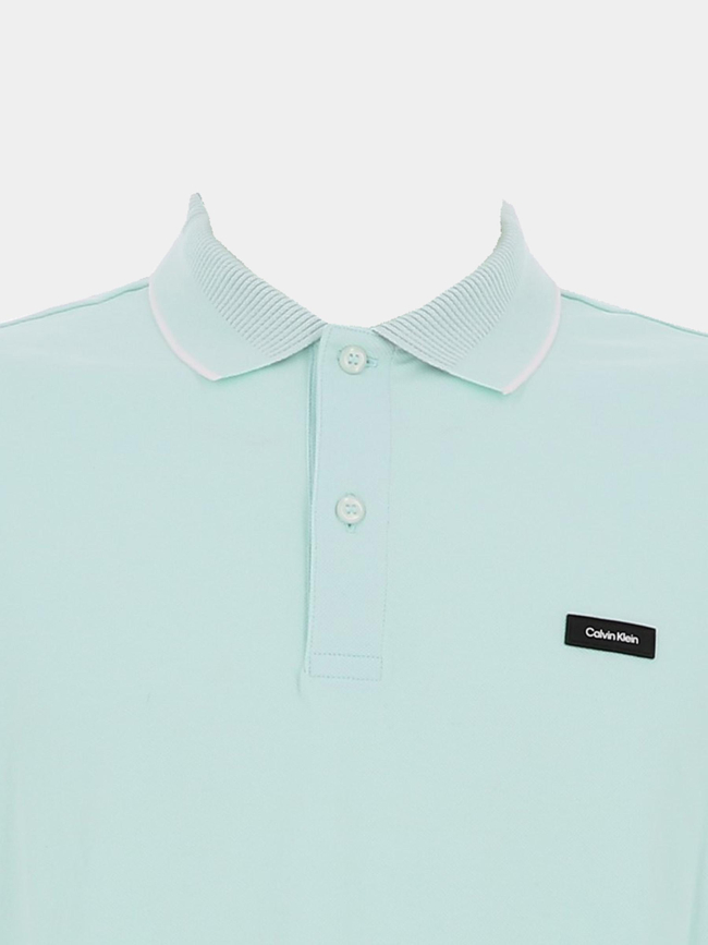 Polo stretch en piqué turquoise homme - Calvin Klein