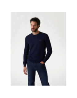Pull à col rond en viscose mélangé bleu marine homme - Guess