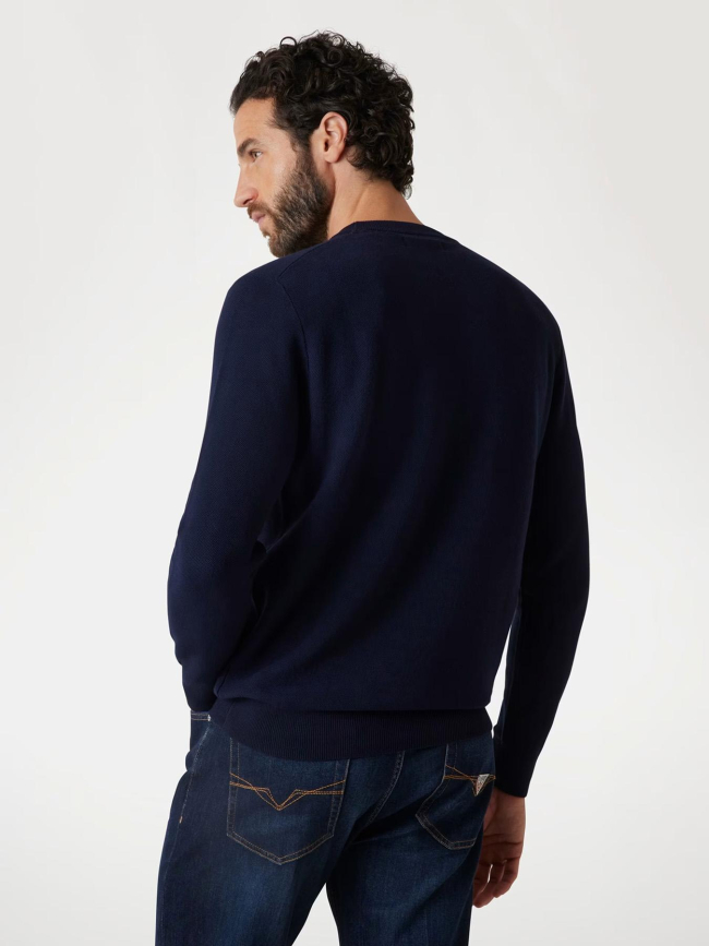 Pull à col rond en viscose mélangé bleu marine homme - Guess